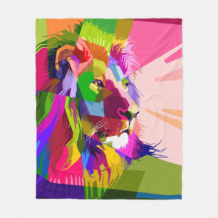Lion Colourful Prismatic Pop Art Design Fleece Blanket