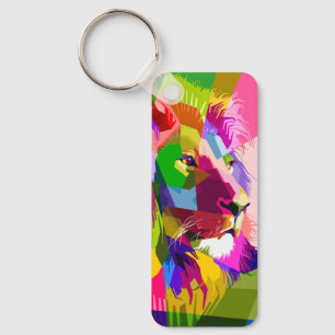 Lion Colourful Prismatic Pop Art Design Key Ring