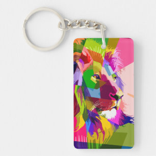 Lion Colourful Prismatic Pop Art Design Key Ring