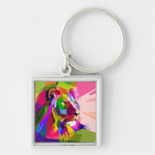 Lion Colourful Prismatic Pop Art Design Key Ring