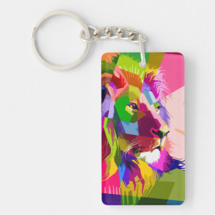 Lion Colourful Prismatic Pop Art Design  Key Ring