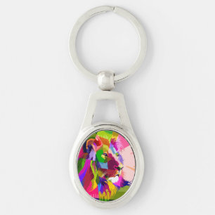 Lion Colourful Prismatic Pop Art Design Key Ring
