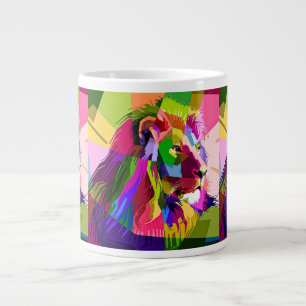 Lion Colourful Prismatic Pop Art Design Large Coffee Mug