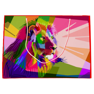 Lion Colourful Prismatic Pop Art Design Large Gift Bag