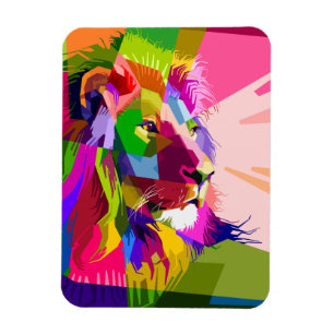 Lion Colourful Prismatic Pop Art Design Magnet