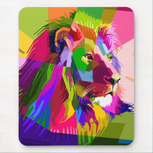 Lion Colourful Prismatic Pop Art Design Mouse Mat