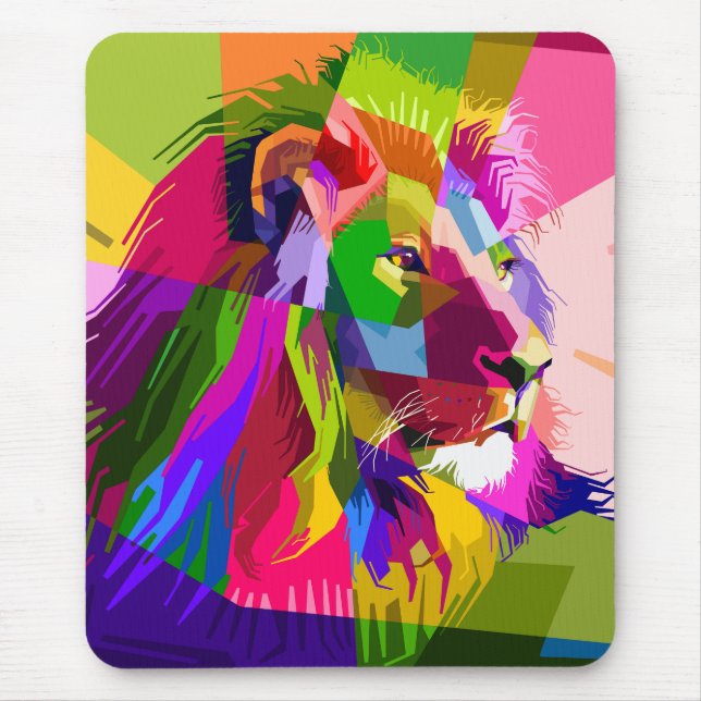 Lion Colourful Prismatic Pop Art Design Mouse Mat (Front)