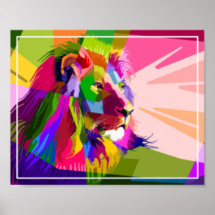 Lion Colourful Prismatic Pop Art Design Poster