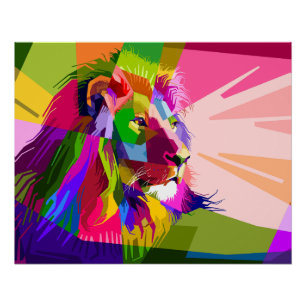 Lion Colourful Prismatic Pop Art Design Poster