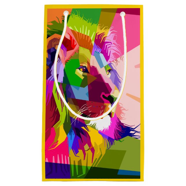 Lion Colourful Prismatic Pop Art Design Small Gift Bag (Front)
