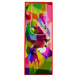 Lion Colourful Prismatic Pop Art Design Wine Gift Bag