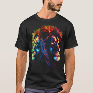 Lion Colourful Ying and Yang Art Zoo Animal Lion 1 T-Shirt