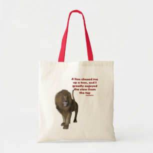 Lion Confucius Inspirational Quote Tote Bag