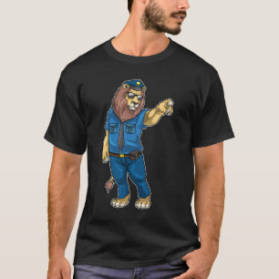 Lion Cop Sunglasses Police T-Shirt