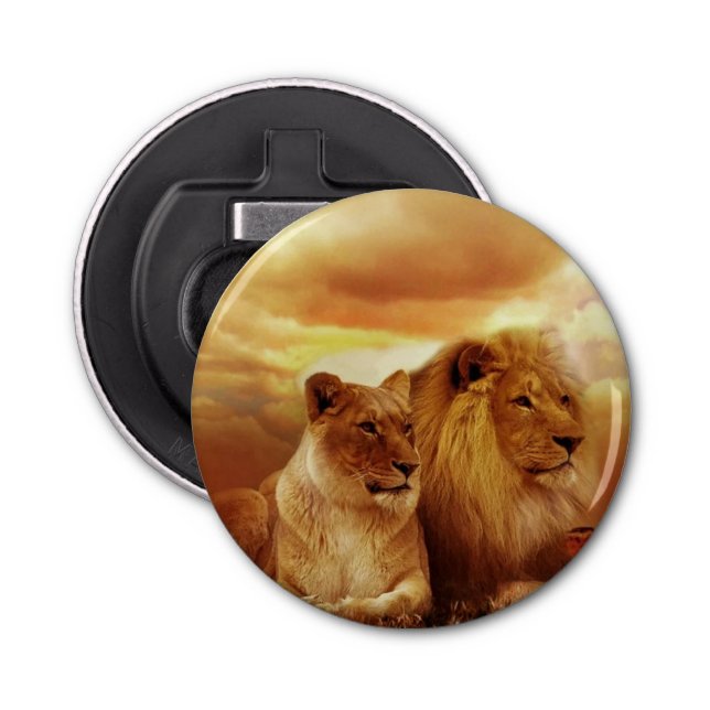 Lion couple in the safari bottle opener (Front)