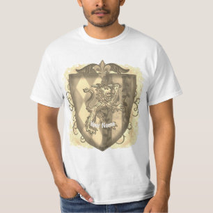 Lion Crest Stripes Shield surname T-Shirt