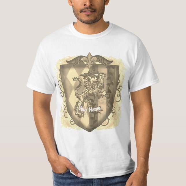 Lion Crest Stripes Shield surname T-Shirt (Front)
