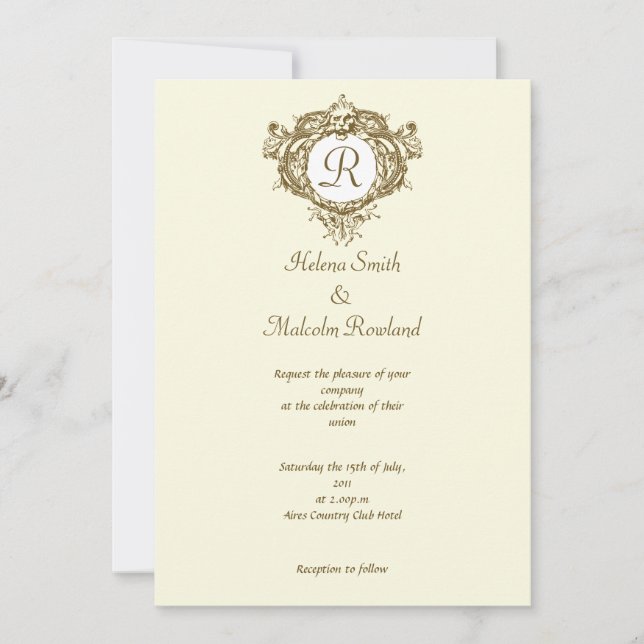 Lion Crest with Monogram Invitation (Front)