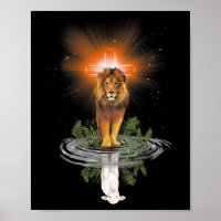 Lion Cross Jesus Reflection Water Mirror Sheep T-S