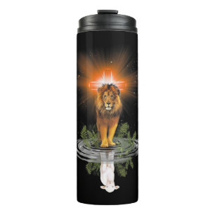 Lion Cross Jesus Reflection Water Mirror Sheep T-S Thermal Tumbler