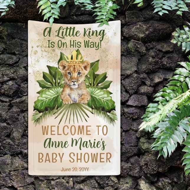 Lion Cub A Little King Is On His Way Baby Shower Banner (Creator Uploaded)