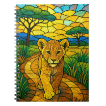  Lion cub at the Savanah, stained glass art