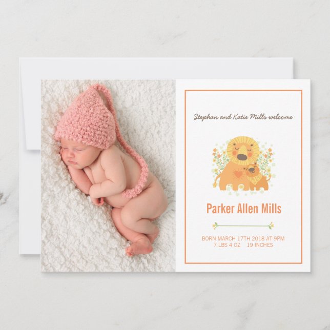 Lion Cub Birth Announcement (Front)