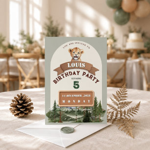 Lion Cub Birthday Woodland Safari Boy Invitation