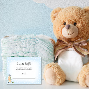 Lion Cub Blue Diaper Raffle Baby Shower Game Enclosure Card