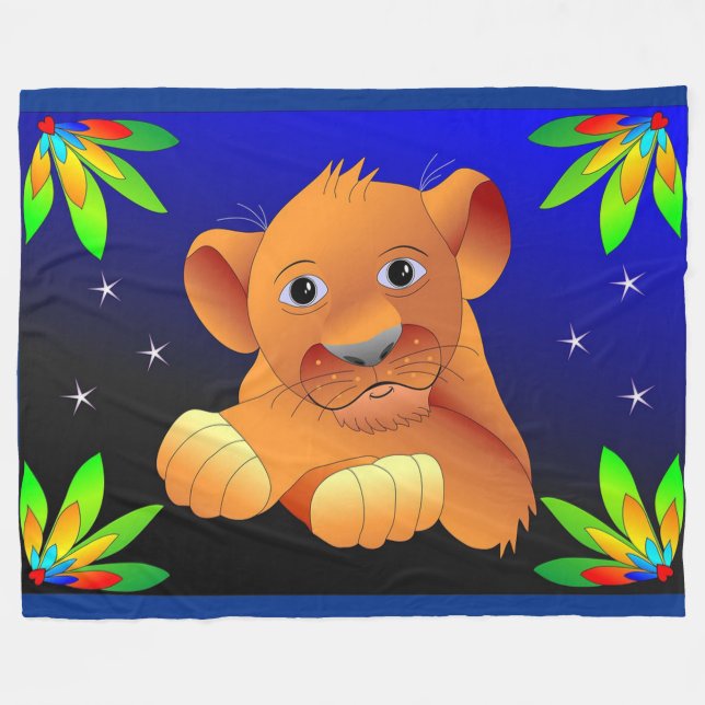 Lion Cub Fleece Blanket (Front (Horizontal))