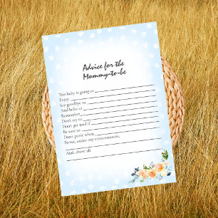 Lion Cub Floral Blue Advice For Mum Shower Game Programme