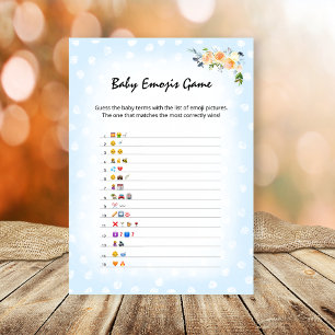 Lion Cub Floral Blue Baby Emoji's Shower Game Programme