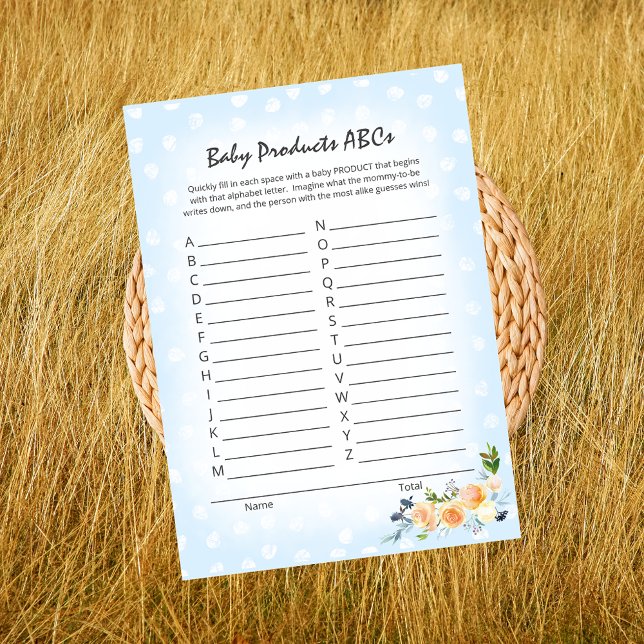 Lion Cub Floral Blue Baby Product ABCs Shower Game Programme (Creator Uploaded)