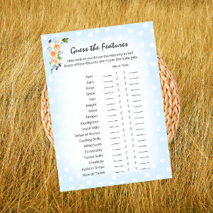 Lion Cub Floral Blue Features Guess Shower Game Programme