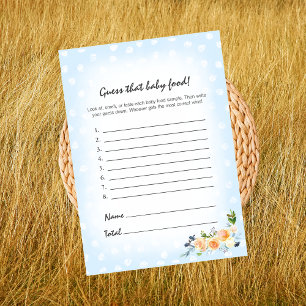 Lion Cub Floral Blue Guess That Baby Food Game Programme