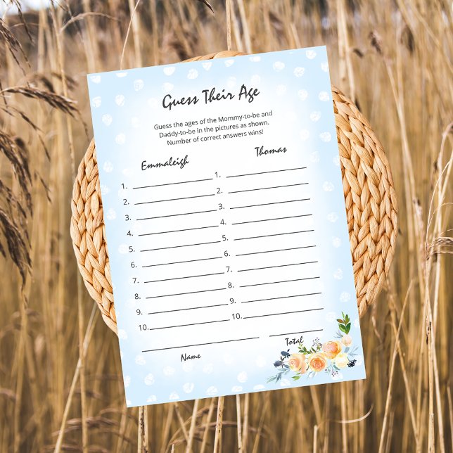 Lion Cub Floral Blue Guess Their Age Shower Game Programme (Creator Uploaded)