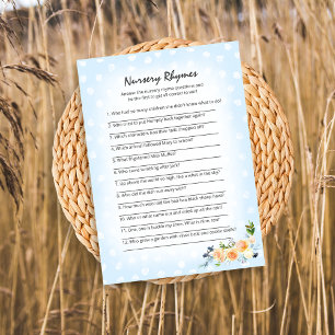Lion Cub Floral Blue Nursery Rhymes Shower Game Programme