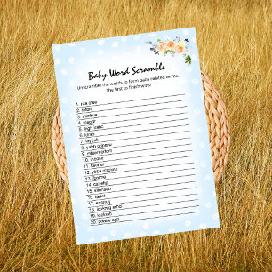 Lion Cub Floral Blue Word Scramble Shower Game Programme
