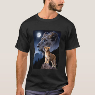 Lion Cub Howling at Moon Big Cat Portrait Wildlife T-Shirt