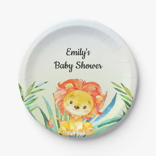 Lion cub paper plate baby shower birthday (Front)