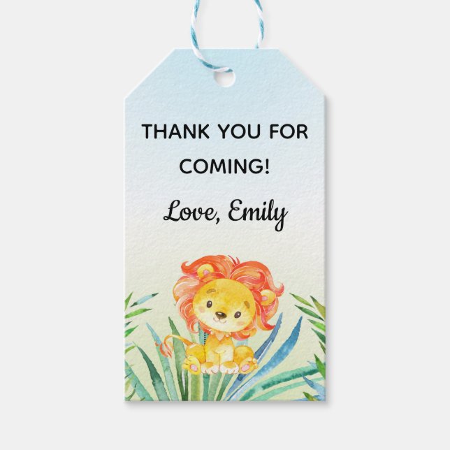 Lion cub party hand tag birthday baby shower (Front)