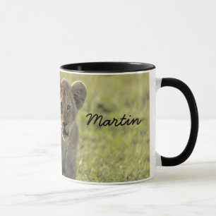 Lion Cub Personalise Name Black Interior Gift Mug