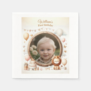 Lion Cub Photo Frame for Kids' Birthday Parties Napkin