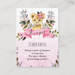 lion cub pink girl Diaper Raffle enclosure card