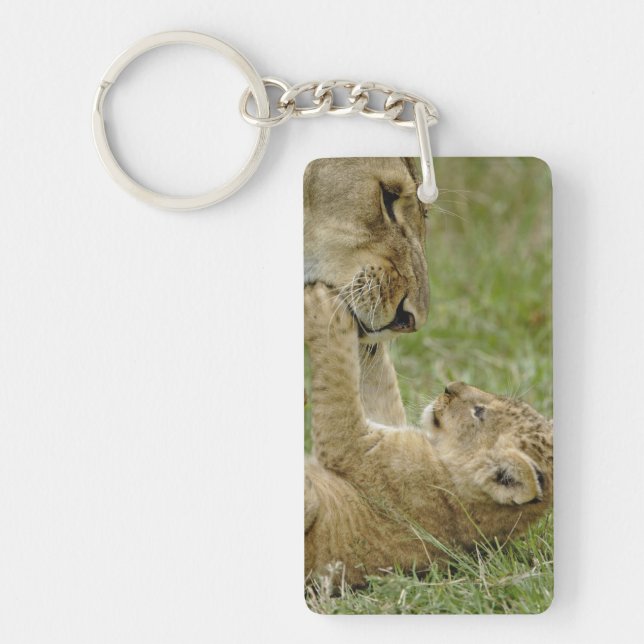 Lion Cub Playing Key Ring (Front)