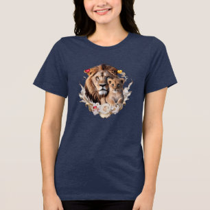 Lion Cub Royal Gold Floral Tri-blend T-Shirt Shirt