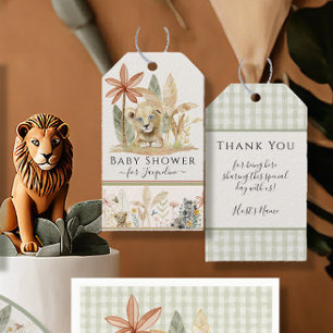 Lion Cub Safari Zebra Elephant Jungle Baby Shower Gift Tags