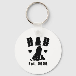 Lion Cub Silhouette New Dad Est Year Key Ring