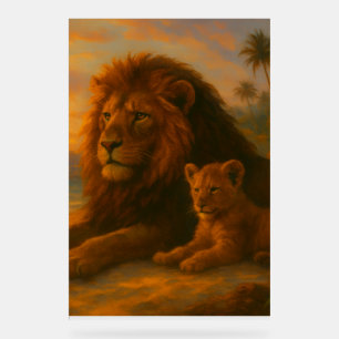 Lion & Cub — Sunset Bond   Orrin Studios Acrylic Sign