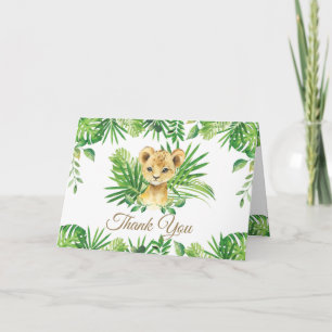 Lion Cub Tropical Greenery Jungle Baby Shower  Thank You Card